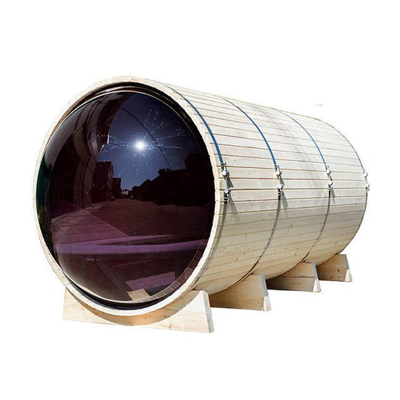 4 Person Panoramic Outdoor Barrel Sauna Cedar Wood With Porch Electric Stove