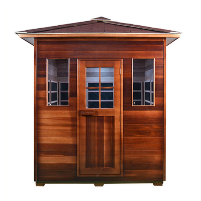 ROHS Far Infrared Outdoor Dry Sauna Room Garden Sauna 4 Person Chromatherapy Lighting