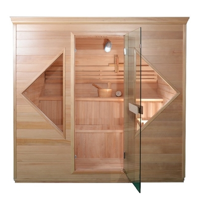 Wooden Door Handle Redwood Cedar Home Steam Sauna Room With Reading Light