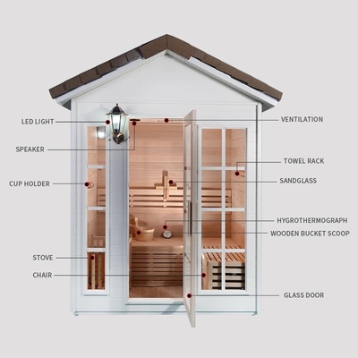 Solid Wood Red Cedar Steam Sauna Room 1 Person With 6KW Stove