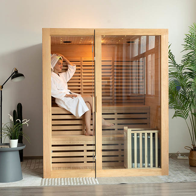 Red Cedar Wooden Domestic Steam Rooms indoor sauna kits For 3 Person