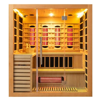 Large Size Solid Wood 4 Person Indoor Infrared Steam Sauna For Home