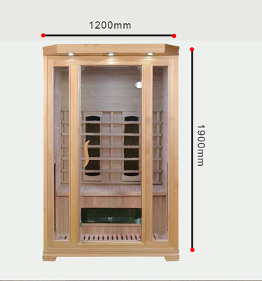 Wood Color Indoor Colorful Light Home Infrared Sauna Room 2 Person Size  1750W