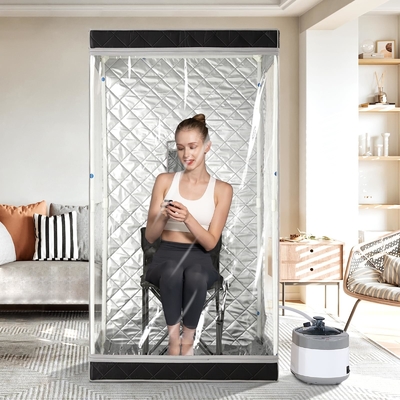 Full View Black Waterproof Cloth Portable Steam Sauna With 4L Water Capacity