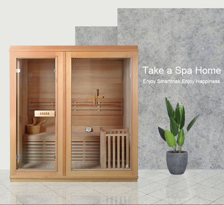 Traditional Dry Indoor Home Steam Sauna Room With Stove And Stone
