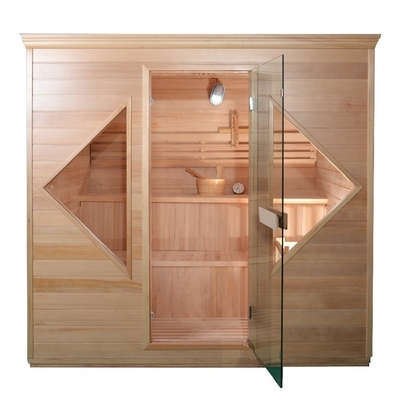Wood Door Handle Traditional Steam Sauna Room For 4 People Indoor