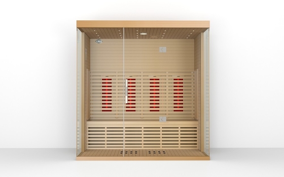 4 Persons Square Indoor Far Infrared Sauna Room Red Cedar Material