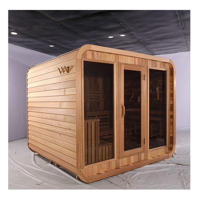 Blue Tooth Music System Cedar Sauna Full Glass Door Outdoor Dry Sauna With Hemlock Wood