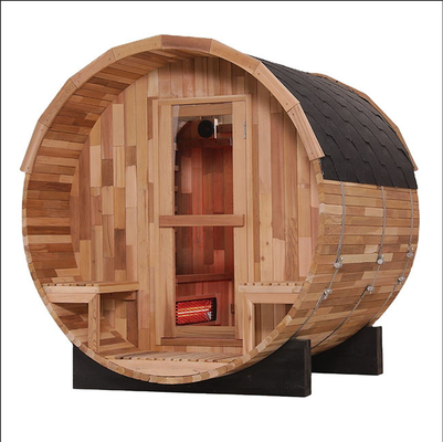 Wooden Outdoor Infrared Barrel Sauna 8 Person Capacity