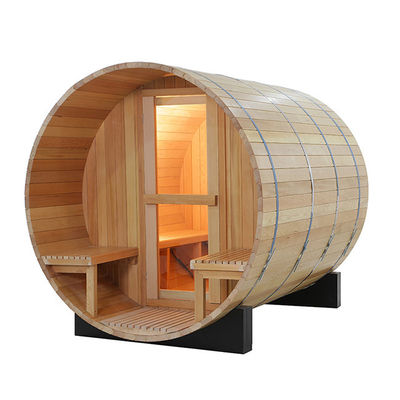 Heats Up Fast Solid Wood Barrel Outdoor Sauna Room 6 - 8 Person 6000W