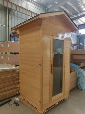 Ceramic Tube Solid Wooden Outdoor Dry Sauna Room Modern 1 Person