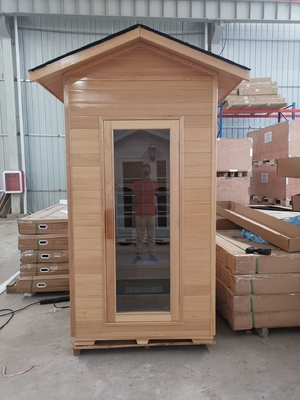 Ceramic Tube Solid Wooden Outdoor Dry Sauna Room Modern 1 Person