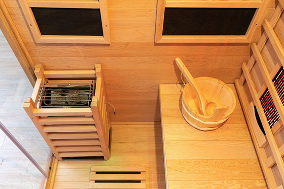 Double System Infrared And Steam Wood Sauna Room For Family Use