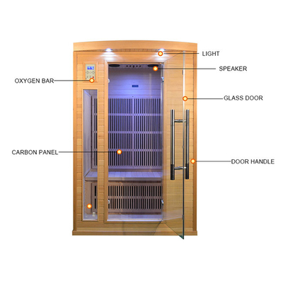 Carbon Panel Heater Wooden Infrared Sauna Room 2 Person Capacity