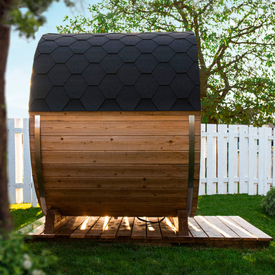 Red Cedar Dark Glass Outdoor Sauna Room For 6 Person