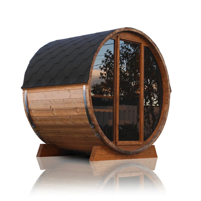 Red Cedar Dark Glass Outdoor Sauna Room For 6 Person