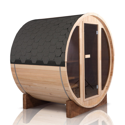 Red Cedar Dark Glass Outdoor Sauna Room For 6 Person