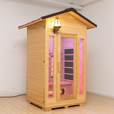 Solid Wooden 2 Person Outdoor Infrared Dry Sauna With Waterproof Shingles