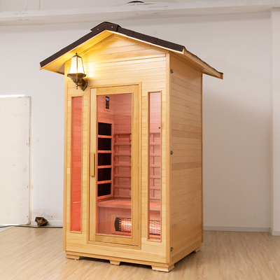 Solid Wooden 2 Person Outdoor Infrared Dry Sauna With Waterproof Shingles