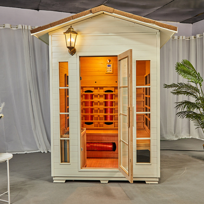 OEM Solid Wooden Hemlock Outdoor Infrared Steam Sauna For 3 Person