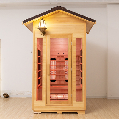 Canada Hemlock Wooden Outdoor Full Spectrum Infrared Sauna Room 2 People Size