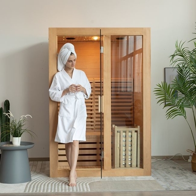OEM Indoor 2 People Size Wooden Steam Sauna Room With 3KW Stove