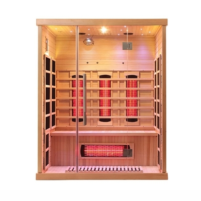 Wooden Hemlock 3 Person Far Infrared Sauna With Colorful Light 2100 Watt