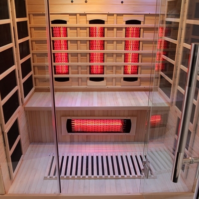 Wooden Hemlock 3 Person Far Infrared Sauna With Colorful Light 2100 Watt