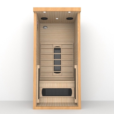 Home Indoor Wooden Hemlock 1 Person Infrared Sauna Room 1350W