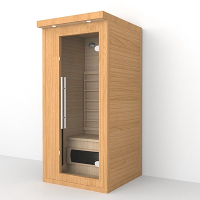Home Indoor Wooden Hemlock 1 Person Infrared Sauna Room 1350W