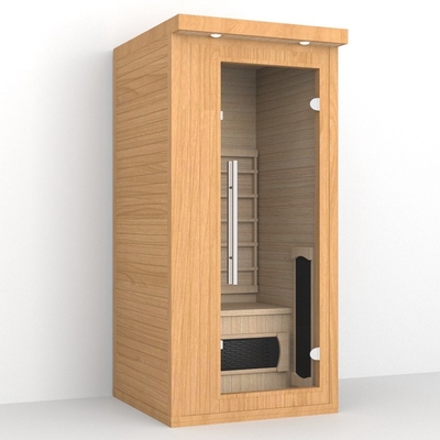 Home Indoor Wooden Hemlock 1 Person Infrared Sauna Room 1350W