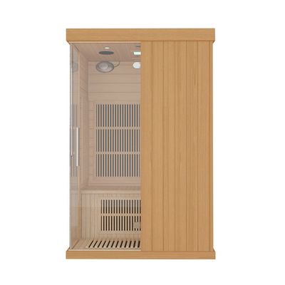 2 Person Wood Precut Far Infrared Sauna With Transparent Tempered Glass Door