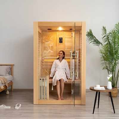 Red Cedar Wooden Home Indoor Traditional Steam Sauna For 2 Person
