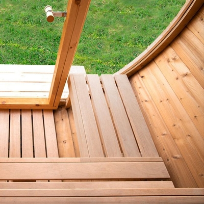 OEM Solid Wood Outdoor Traditional Steam Barrel Sauna For 6 Person