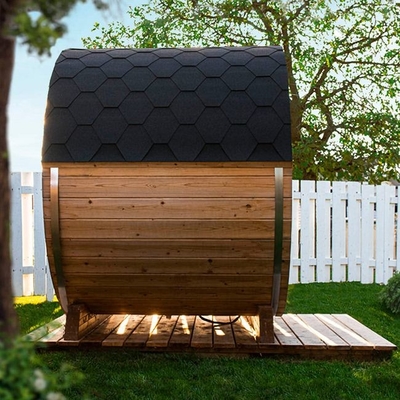 OEM Solid Wood Outdoor Traditional Steam Barrel Sauna For 6 Person
