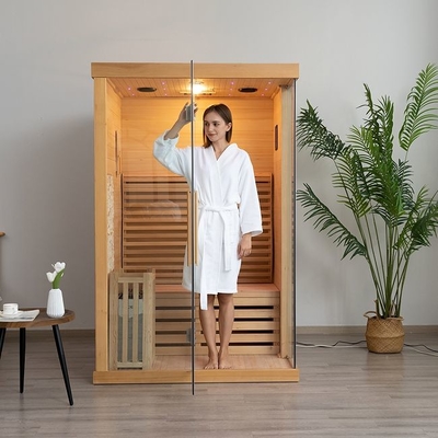 Canada Red Cedar Wooden 2 Person Indoor Traditional Steam Sauna For Home
