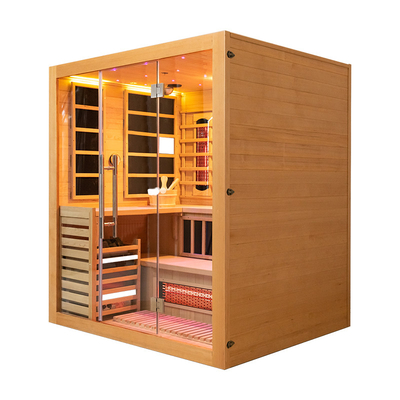 Large Size Solid Wood 4 Person Indoor Infrared Steam Sauna For Home