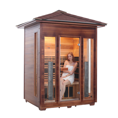 Canadian Hemlock Wooden 3 Person Outdoor Dry Sauna With Windows