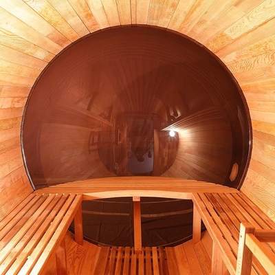 Panoramic Window Outdoor Steam Wooden Barrel Sauna With Electric Stove