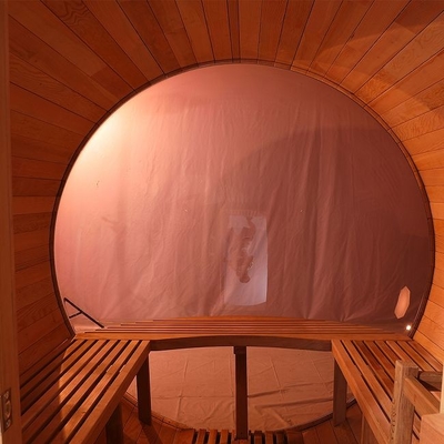 Outdoor Traditional Solid Wood Red Cedar Barrel Sauna With Panoramic View