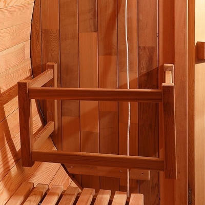 Outdoor Traditional Solid Wood Red Cedar Barrel Sauna With Panoramic View