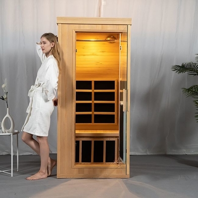 Canadian Hemlock Wooden Full Spectrum Far Infrared Sauna Room One Person
