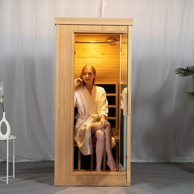 1 Person Indoor Mini Wooden Full Spectrum Dry Sauna Room With Low EMF