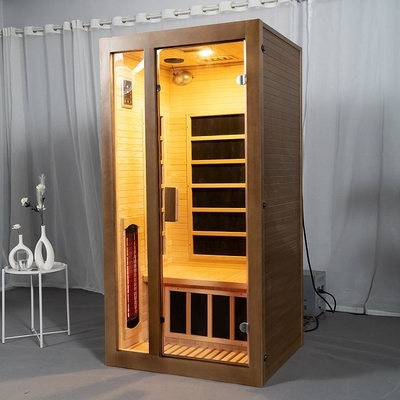 Full Spectrum And Carbon Panel Heater 2 Person Wooden Sauna Room Indoor