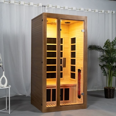 Full Spectrum And Carbon Panel Heater 2 Person Wooden Sauna Room Indoor