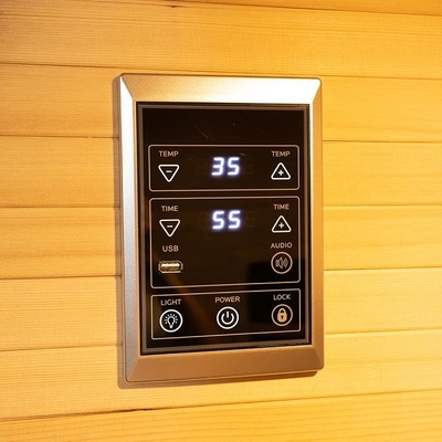 Full Spectrum And Carbon Panel Heater 2 Person Wooden Sauna Room Indoor
