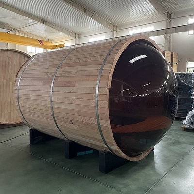 Outdoor Large Capacity Panoramic View Cedar Barrel Saunas With Electric Heater