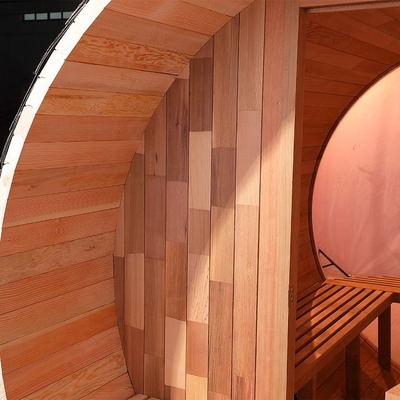 Solid Wood Outdoor Wood Fired Stove Barrel Sauna Room With Panoramic Window