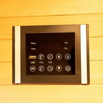 Wooden Rectangular Home Sauna Room With Ceramic Heater Tempered Glass 0-60 Minute Timer