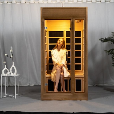Home Hemlock Wood Carbon Fiber Heating Far Infrared Sauna Cabin 2 Person